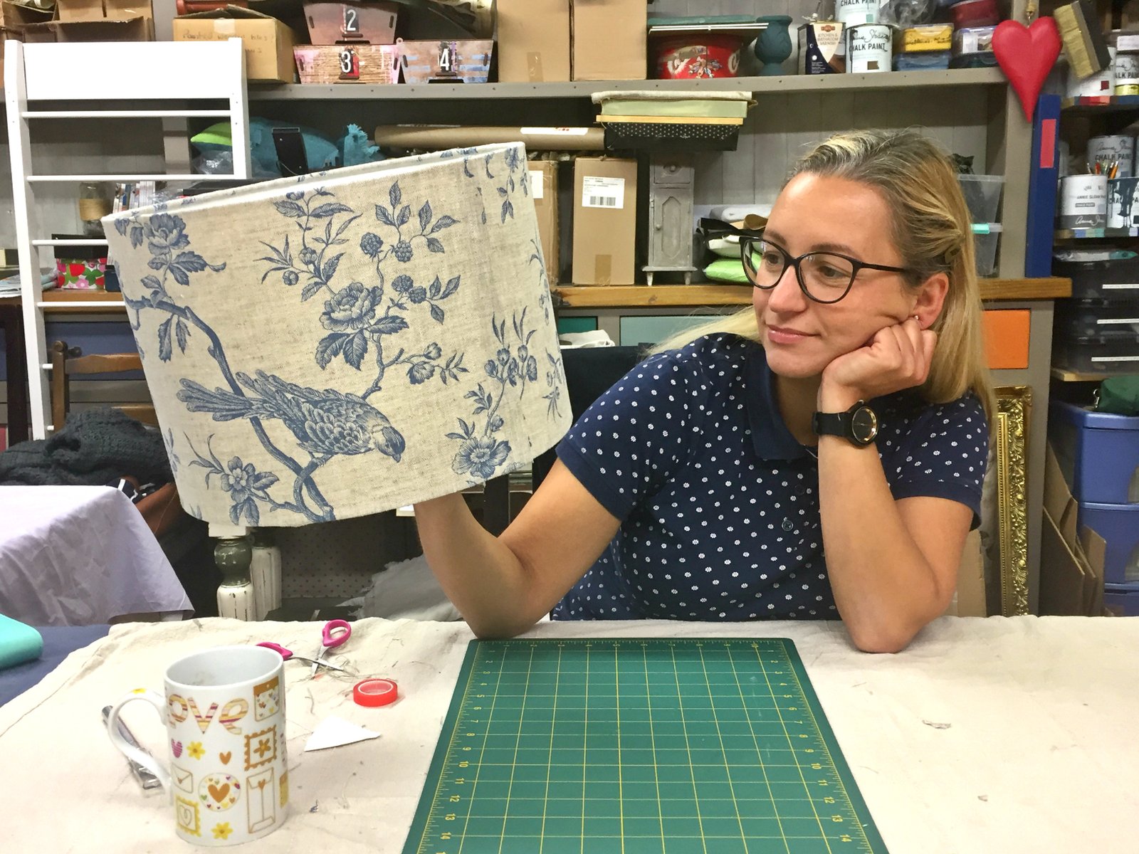 lampshade making with annie sloan's fabric